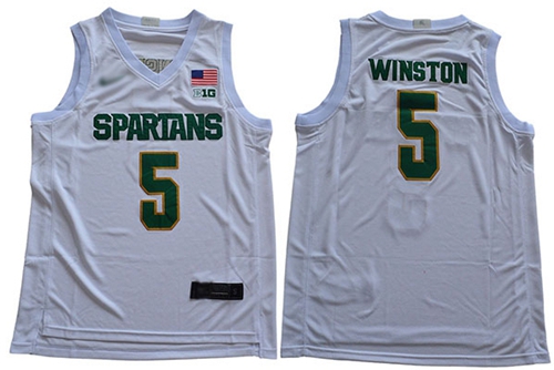 Michigan State Spartans #5 Cassius Winston White 2019 Basketball Stitched College Jersey